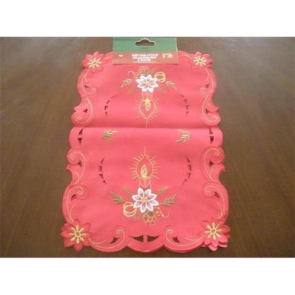 Tapestry Trading Tapestry Trading FQ31719-1436 14 x 36 in. Embroidered Christmas Poinsettia And Candles Cutwork Table Runner; Red FQ31719/1436